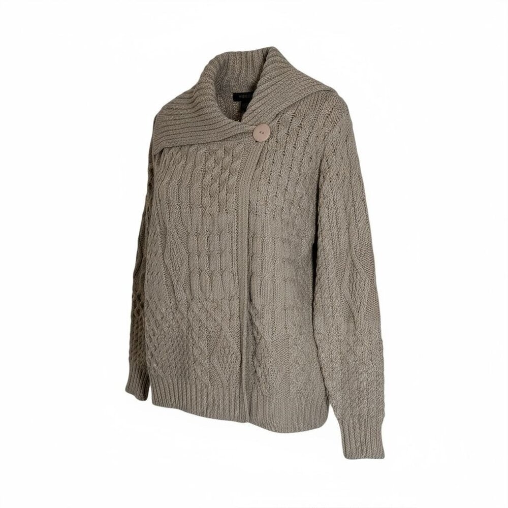 Inis Crafts One Button Merino Wool Cardigan Womens Size L Fisherman Cabincore - Picture 1 of 8